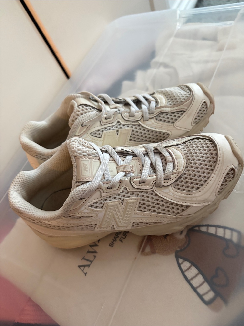 New Balance Kids Cream Mesh Athletic Sneakers